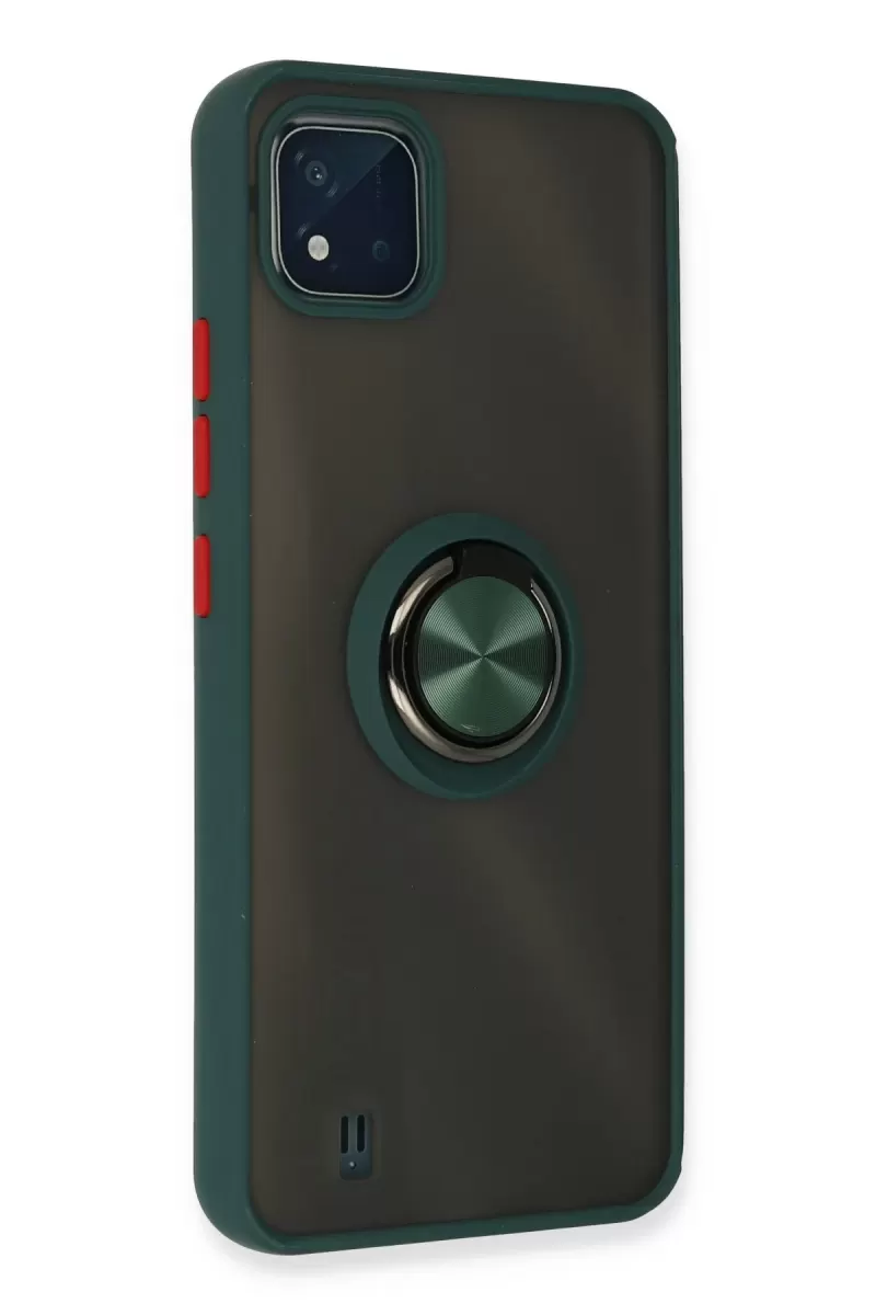 Newface Realme C11 2021 Kılıf Montreal Yüzüklü Silikon Kapak - Yeşil