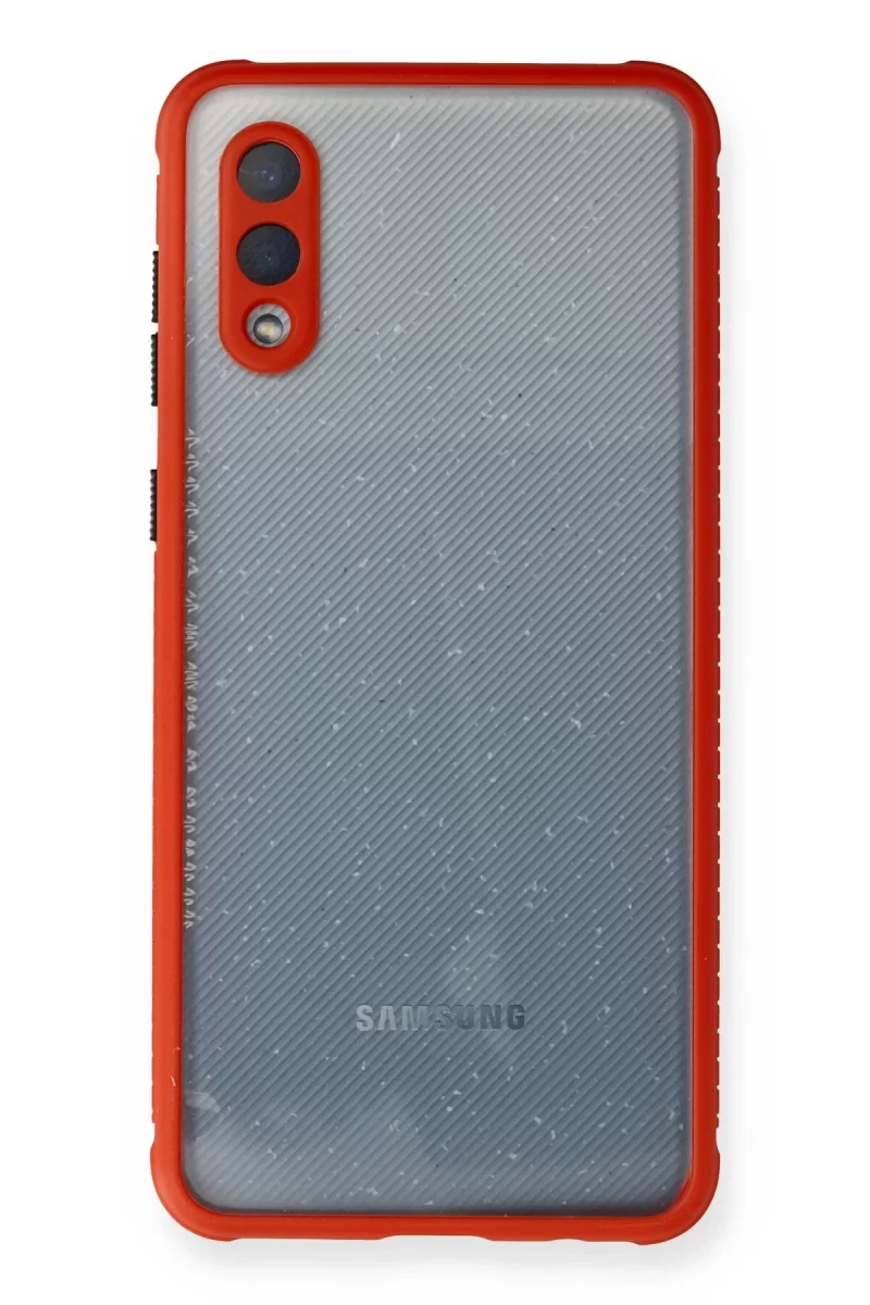 Newface Samsung Galaxy A02 Kılıf Miami Şeffaf Silikon - Kırmızı