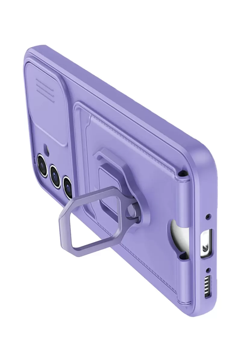 Newface Samsung Galaxy A14 4G Kılıf Zuma Kartvizitli Yüzüklü Silikon - Lila