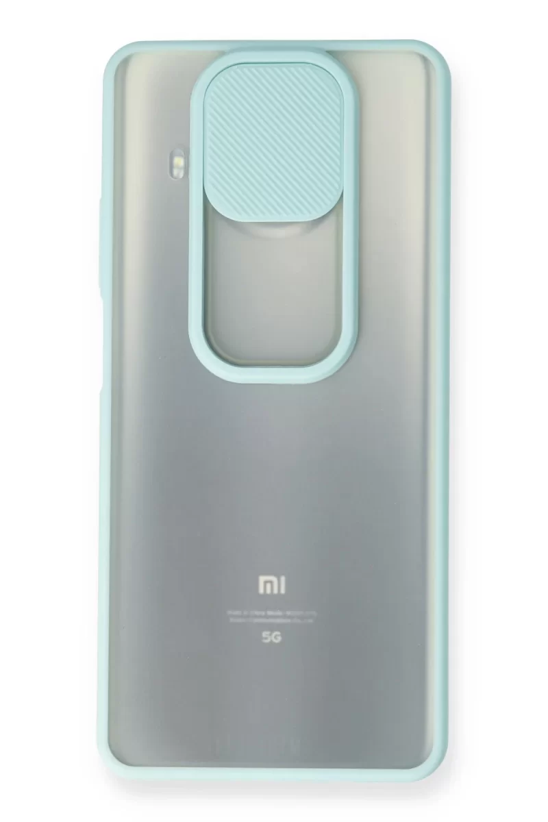 Newface Xiaomi Mi 10T Lite Kılıf Palm Buzlu Kamera Sürgülü Silikon - Turkuaz