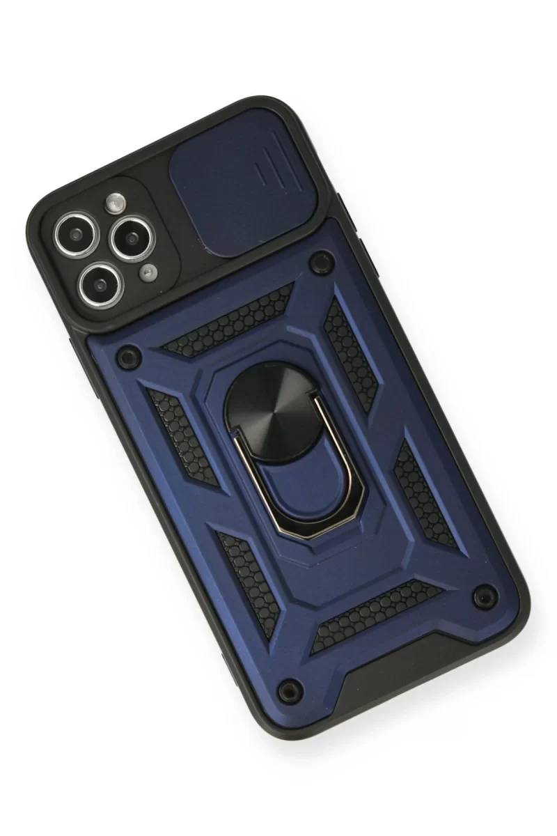 Newface Apple iPhone 11 Pro Kılıf Pars Lens Yüzüklü Silikon - Lacivert