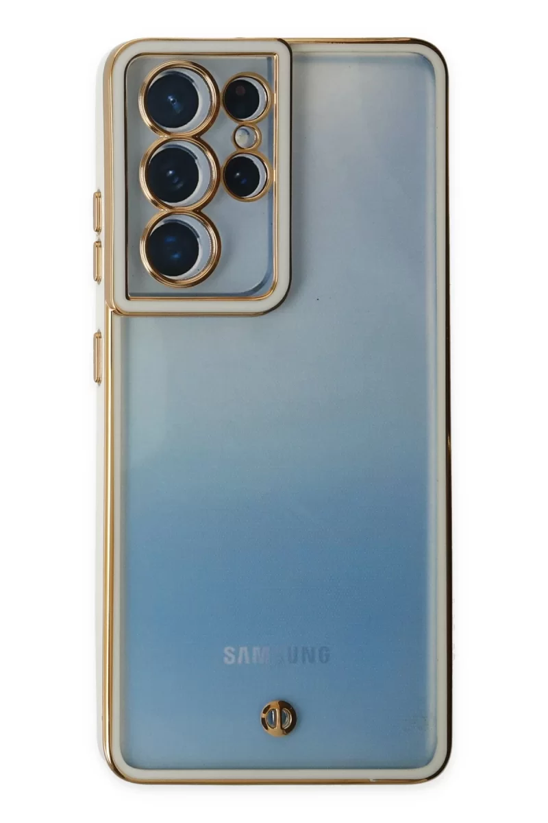 Newface Samsung Galaxy S21 Ultra Kılıf Liva Lens Silikon - Beyaz