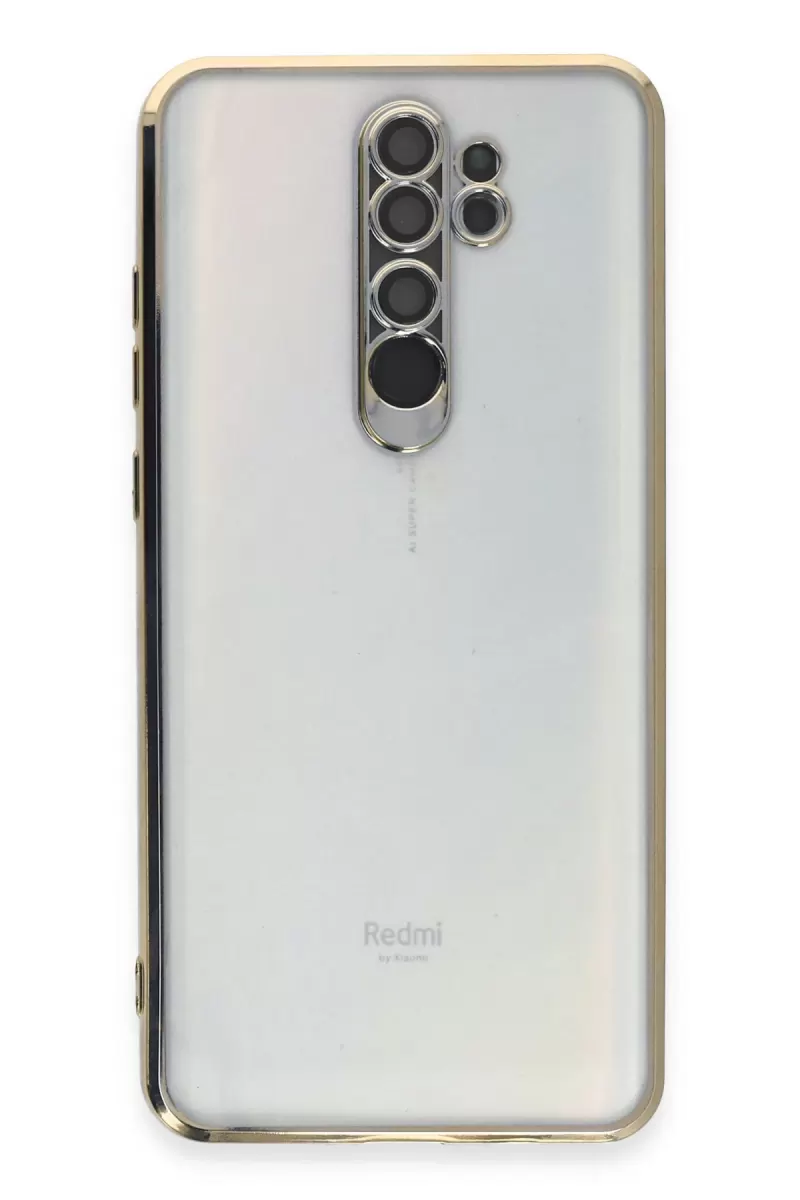 Newface Xiaomi Redmi Note 8 Pro Kılıf Razer Lensli Silikon - Gold