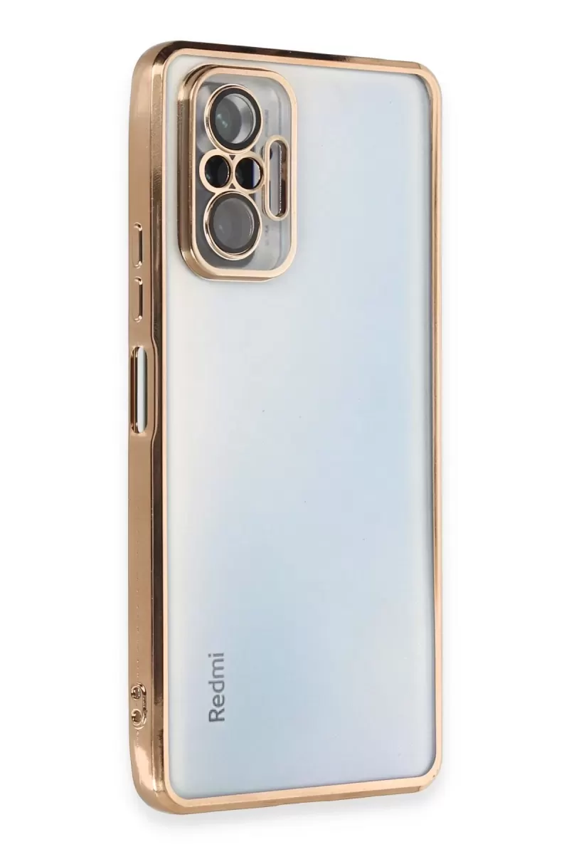 Newface Xiaomi Redmi Note 10 Pro Kılıf Razer Lensli Silikon - Gold