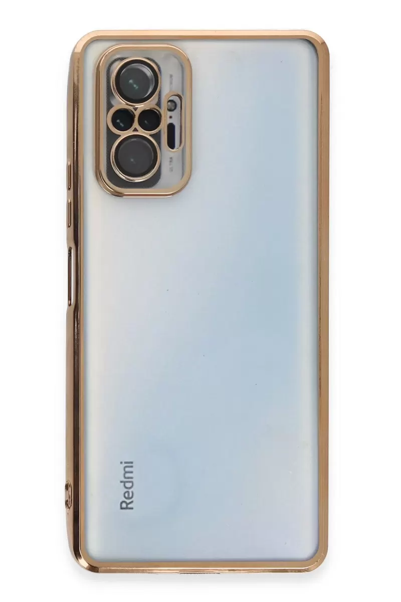 Newface Xiaomi Redmi Note 10 Pro Kılıf Razer Lensli Silikon - Gold