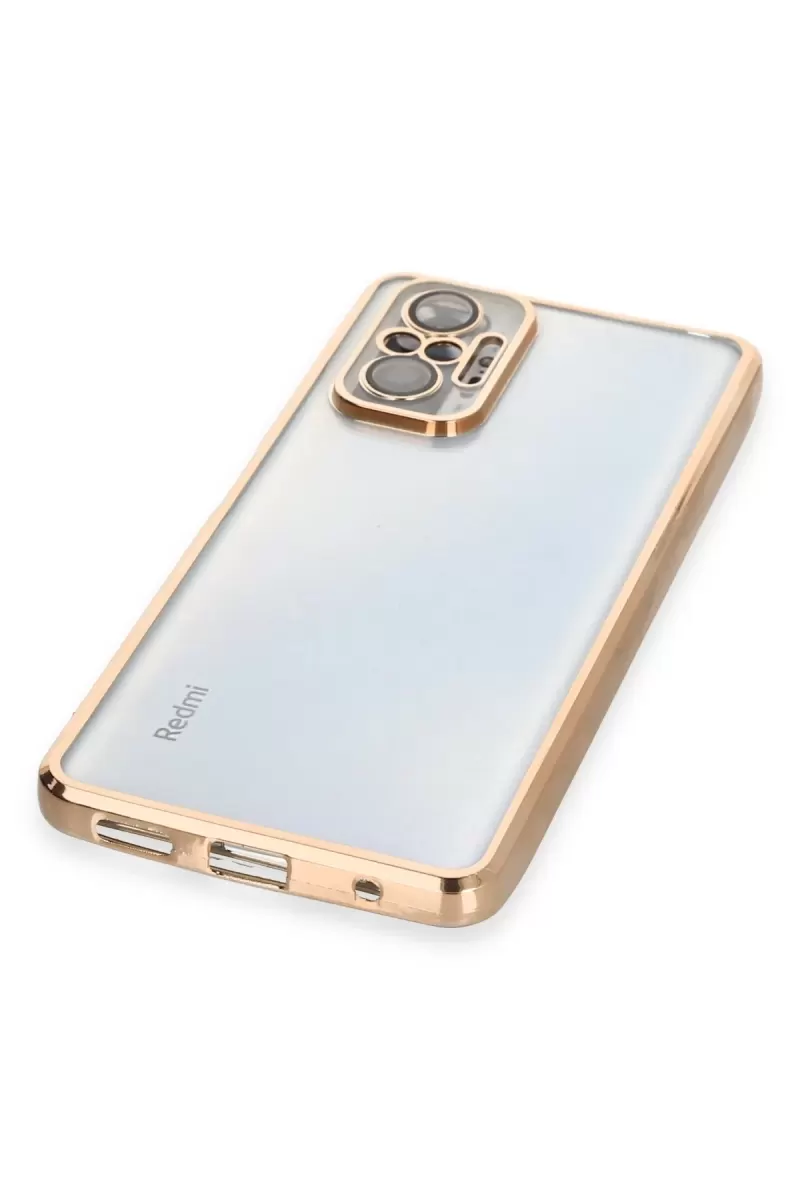 Newface Xiaomi Redmi Note 10 Pro Kılıf Razer Lensli Silikon - Gold