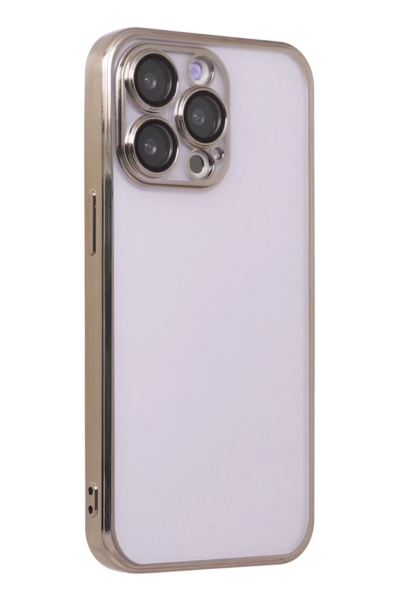 Newface Apple iPhone 14 Pro Kılıf Razer Lensli Silikon - Gold