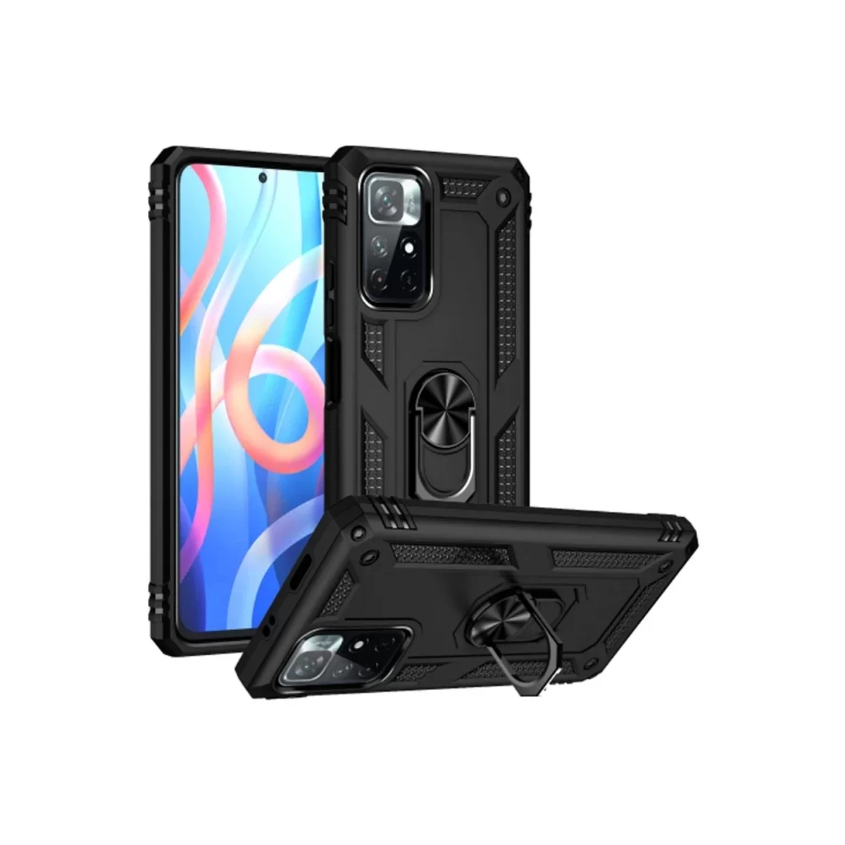 Newface Xiaomi Redmi Note 11T Kılıf Sofya Yüzüklü Silikon Kapak - Siyah