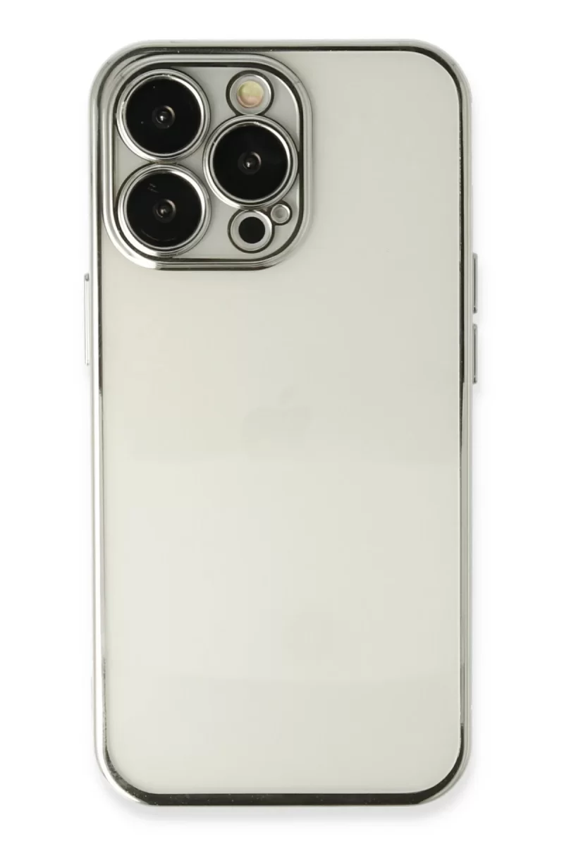 Newface Apple iPhone 14 Pro Kılıf Razer Lensli Silikon - Gümüş