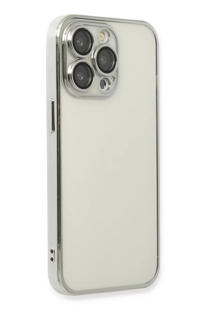 Newface Apple iPhone 14 Pro Kılıf Razer Lensli Silikon - Gümüş