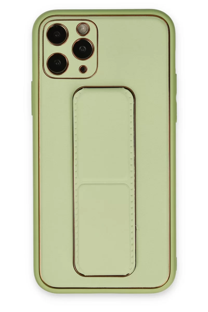 Newface Apple iPhone 11 Pro Kılıf Coco Deri Standlı Kapak - Su Yeşili