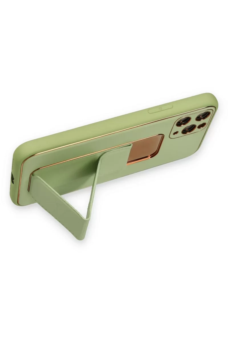 Newface Apple iPhone 11 Pro Kılıf Coco Deri Standlı Kapak - Su Yeşili