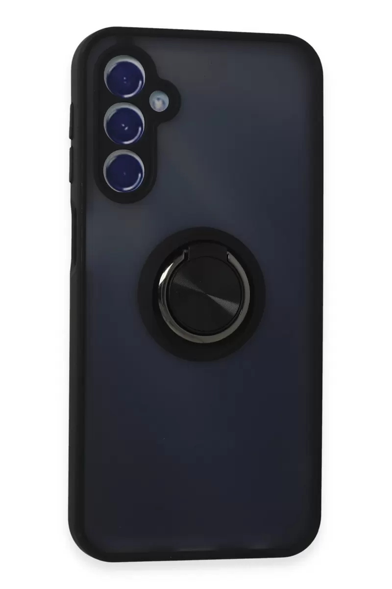 Newface Samsung Galaxy M34 5G Kılıf Montreal Yüzüklü Silikon Kapak - Siyah
