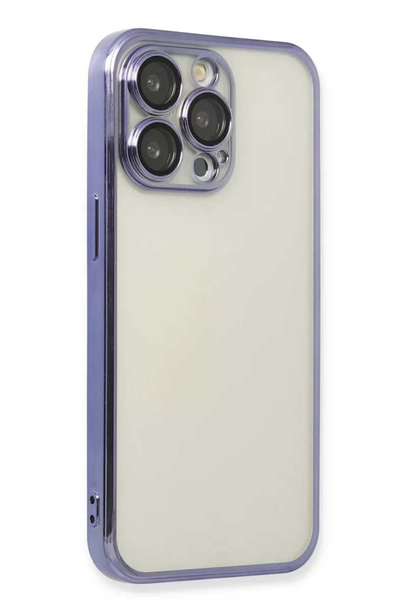 Newface Apple iPhone 14 Pro Max Kılıf Razer Lensli Silikon - Mor