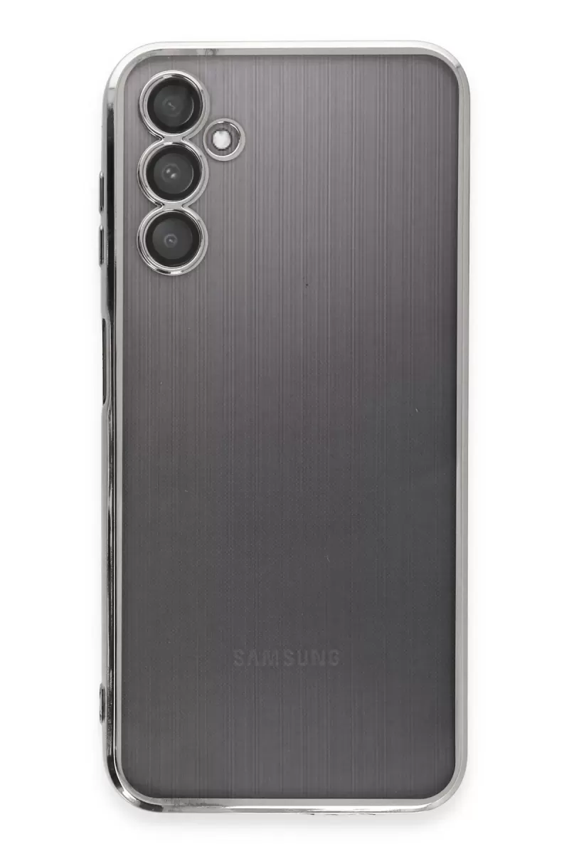 Newface Samsung Galaxy A14 4G Kılıf Razer Lensli Silikon - Gümüş