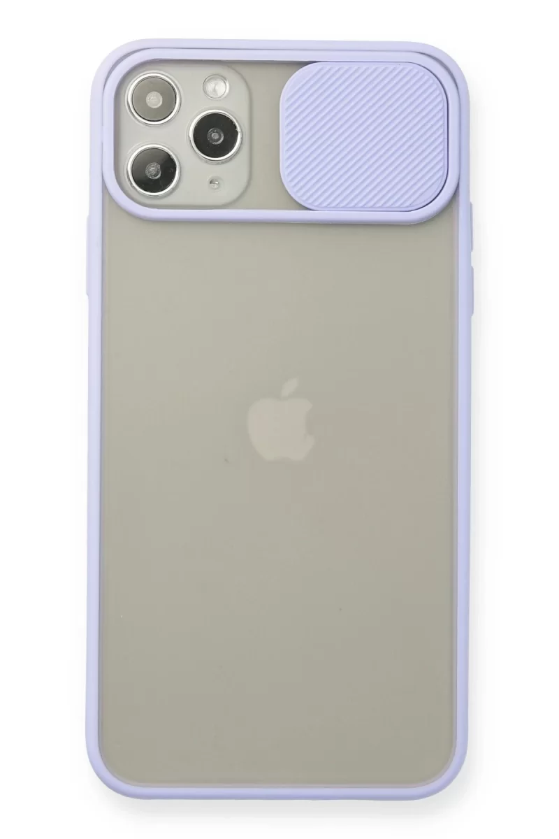 Newface Apple iPhone 11 Pro Max Kılıf Palm Buzlu Kamera Sürgülü Silikon - Lila