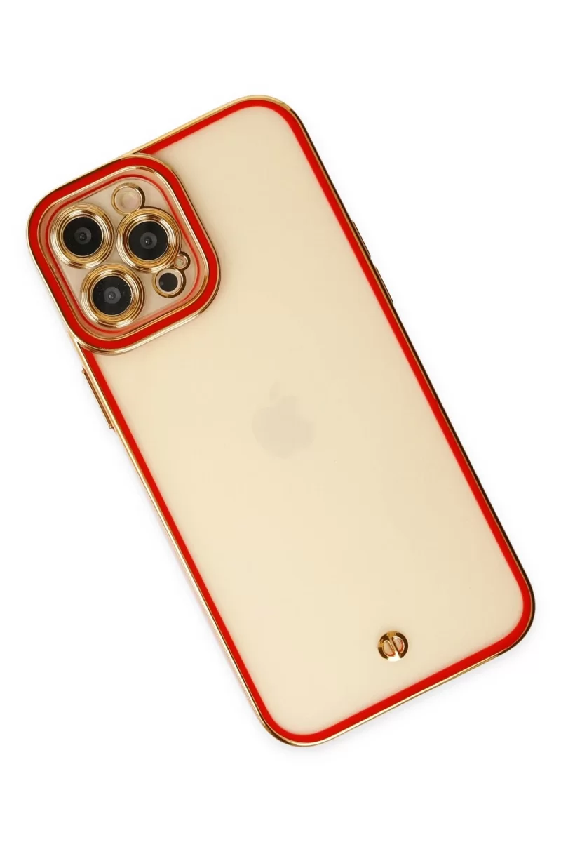 Newface Apple iPhone 12 Pro Max Kılıf Liva Lens Silikon - Kırmızı