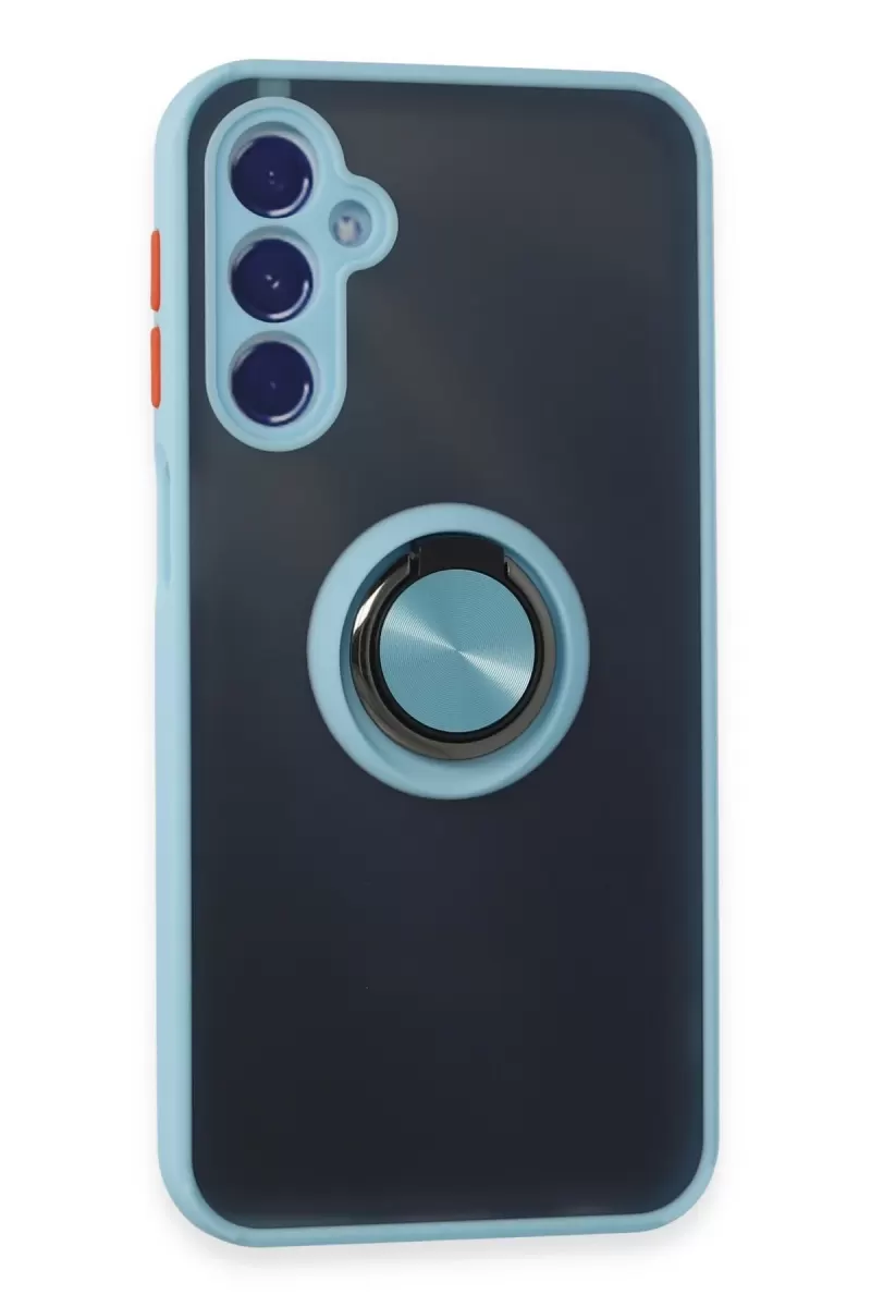 Newface Samsung Galaxy M34 5G Kılıf Montreal Yüzüklü Silikon Kapak - Buz Mavi
