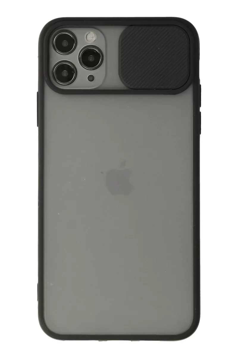 Newface Apple iPhone 11 Pro Max Kılıf Palm Buzlu Kamera Sürgülü Silikon - Siyah
