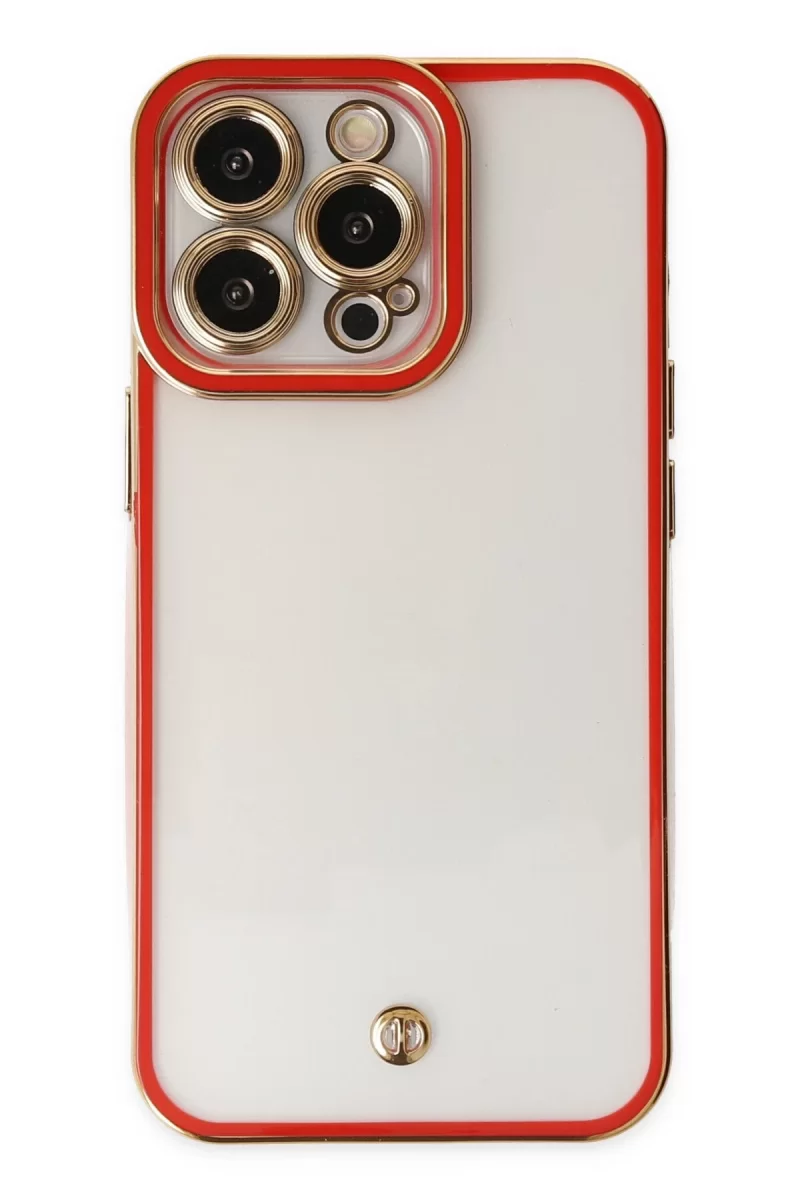 Newface Apple iPhone 13 Pro Max Kılıf Liva Lens Silikon - Kırmızı