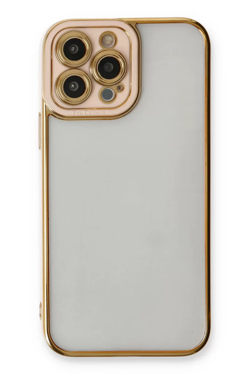 Newface Apple iPhone 13 Pro Max Kılıf Liva Lens Silikon - Pudra