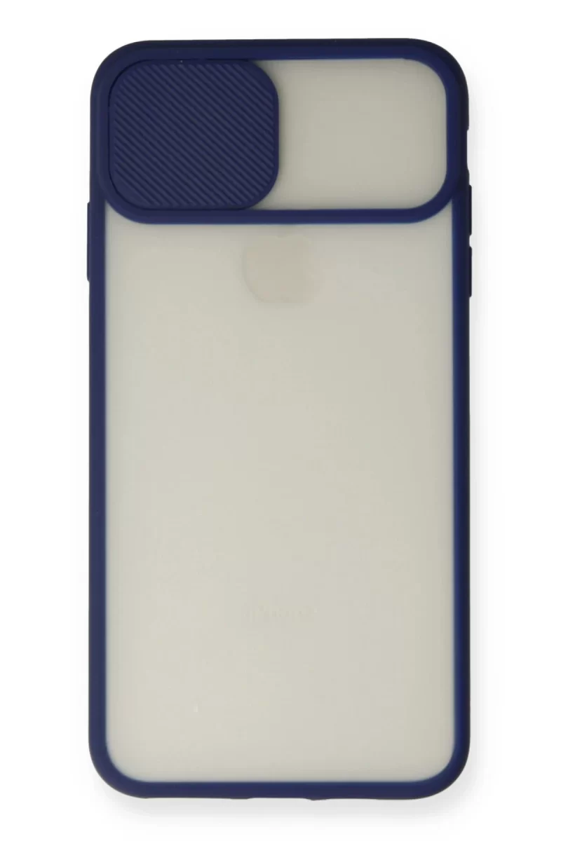Newface Apple iPhone X Kılıf Palm Buzlu Kamera Sürgülü Silikon - Lacivert