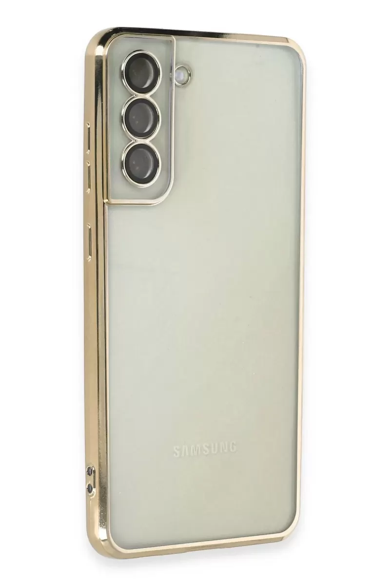 Newface Samsung Galaxy S21 FE Kılıf Razer Lensli Silikon - Gold