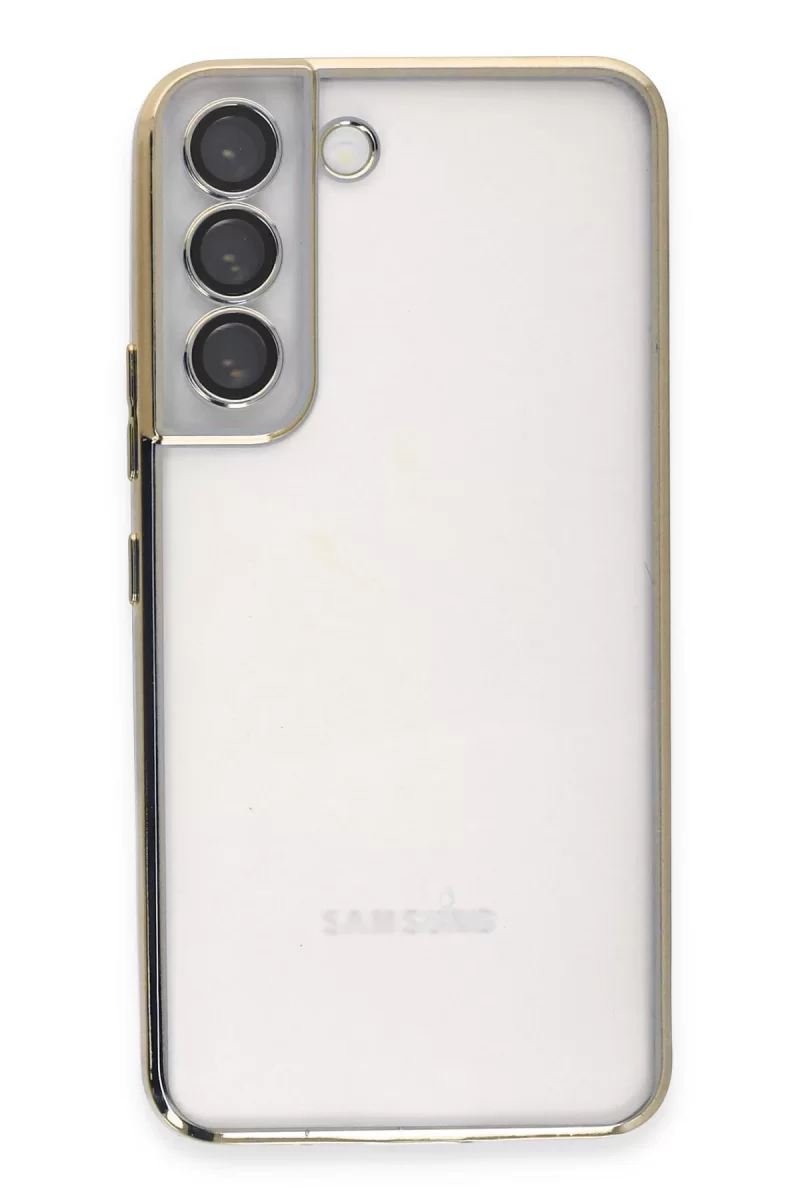 Newface Samsung Galaxy S22 Kılıf Razer Lensli Silikon - Gold