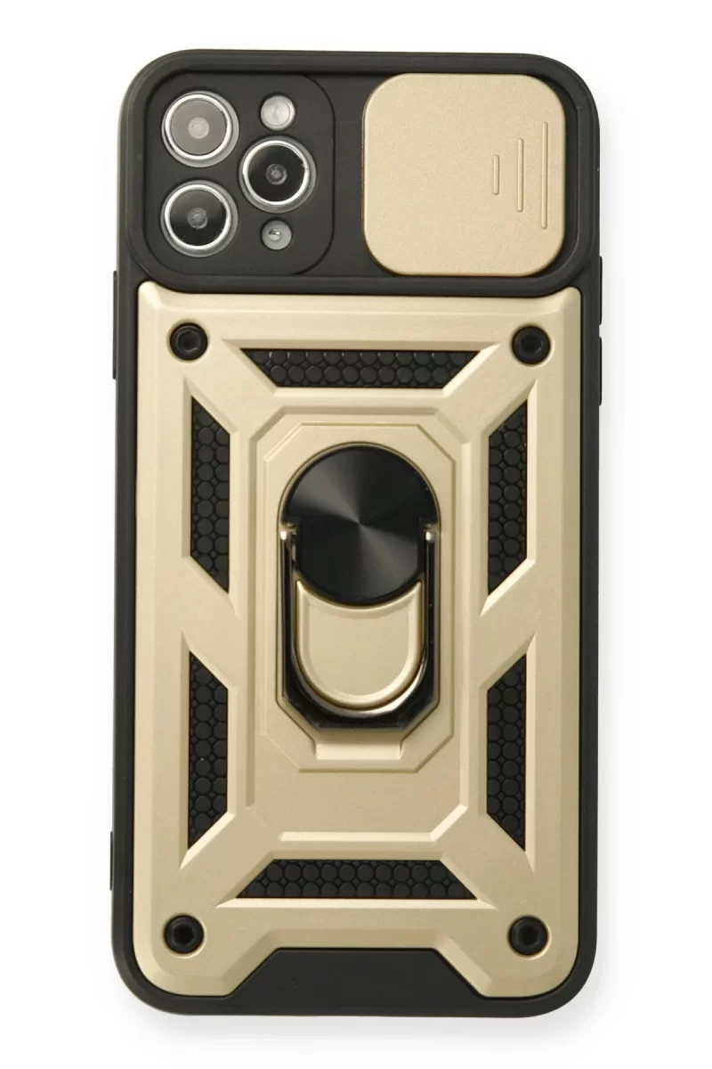 Newface Apple iPhone 11 Pro Kılıf Pars Lens Yüzüklü Silikon - Gold