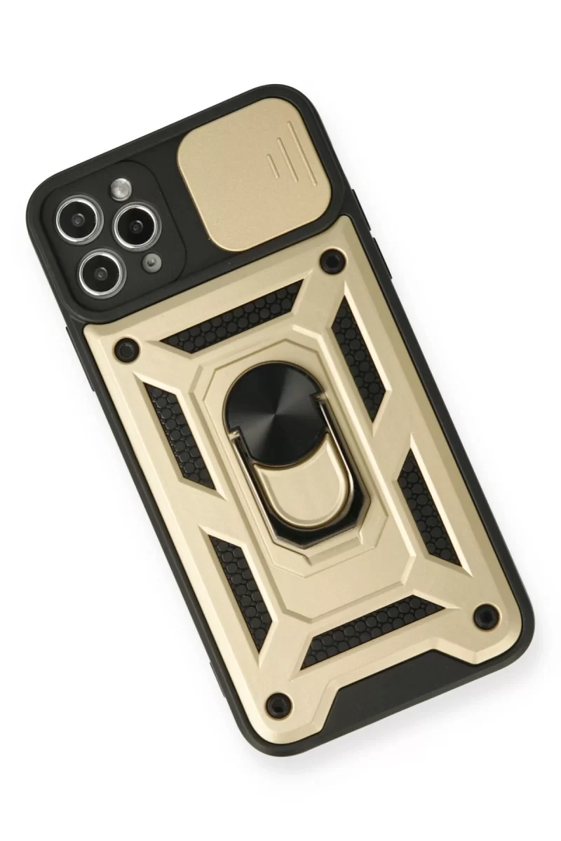 Newface Apple iPhone 11 Pro Kılıf Pars Lens Yüzüklü Silikon - Gold