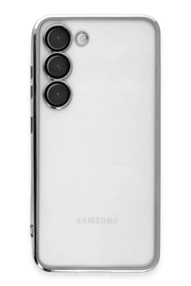 Newface Samsung Galaxy S23 Kılıf Razer Lensli Silikon - Gümüş