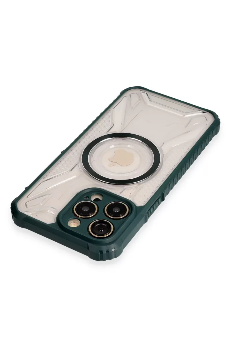 Newface Apple iPhone 13 Pro Kılıf Prag Magneticsafe Kapak - Koyu Yeşil