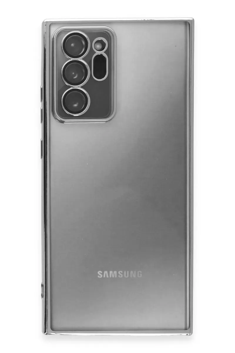 Newface Samsung Galaxy Note 20 Ultra Kılıf Razer Lensli Silikon - Gümüş