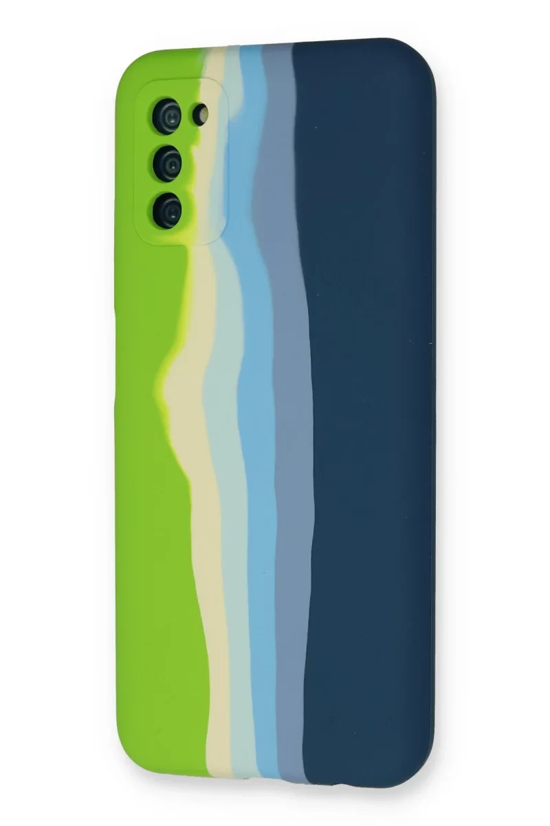 Newface Samsung Galaxy A03S Kılıf Ebruli Lansman Silikon - Yeşil-Koyu Yeşil