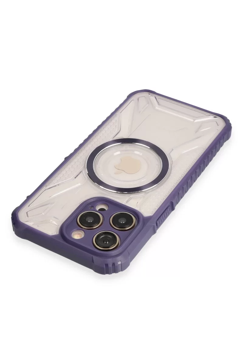 Newface Apple iPhone 13 Pro Kılıf Prag Magneticsafe Kapak - Derin Mor