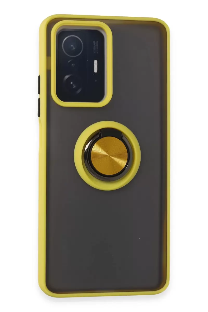 Newface Xiaomi Mi 11T Pro Kılıf Montreal Yüzüklü Silikon Kapak - Sarı