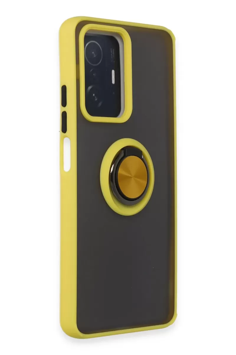 Newface Xiaomi Mi 11T Pro Kılıf Montreal Yüzüklü Silikon Kapak - Sarı