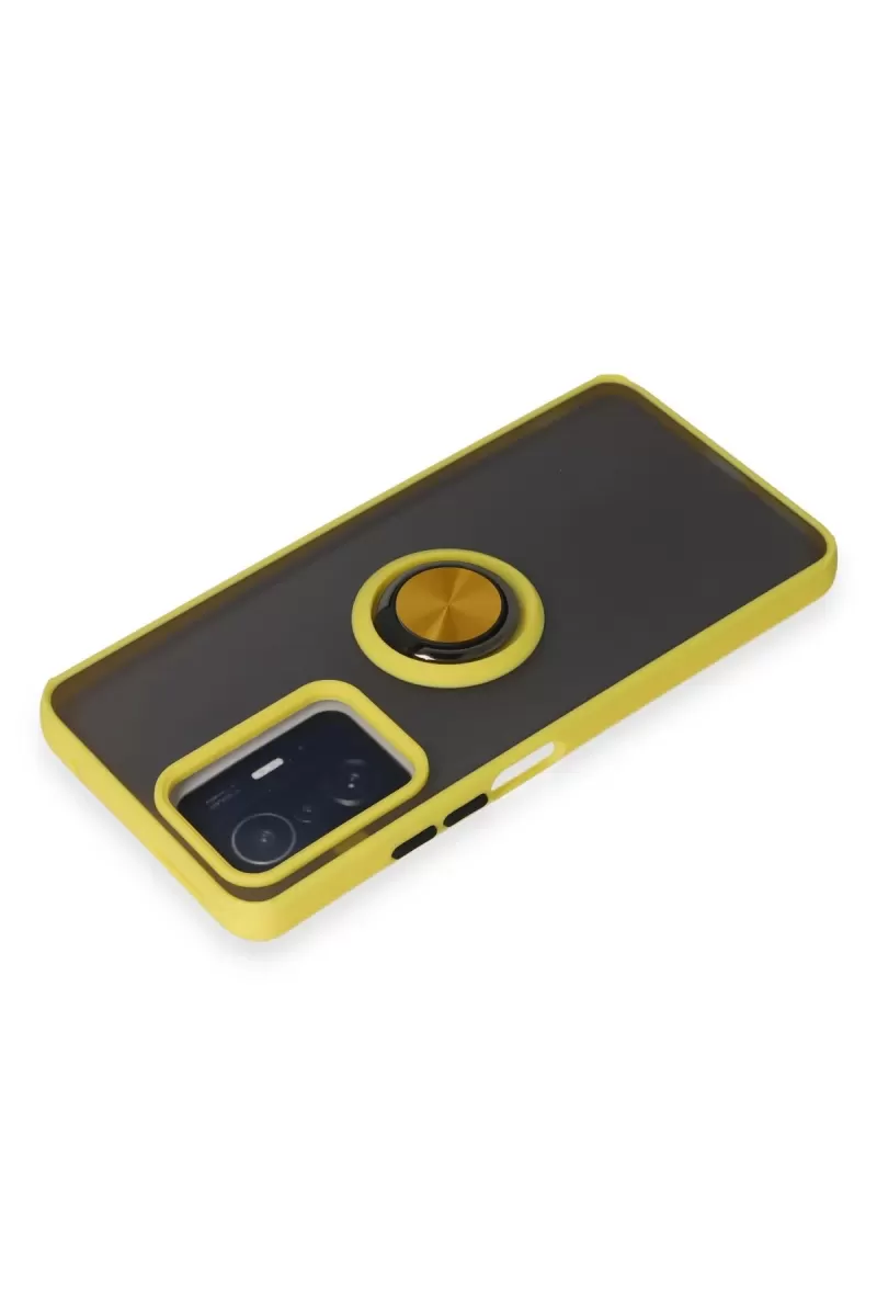Newface Xiaomi Mi 11T Pro Kılıf Montreal Yüzüklü Silikon Kapak - Sarı