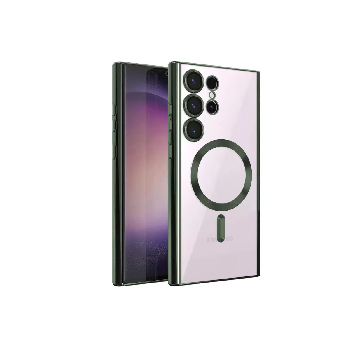 Newface Samsung Galaxy S22 Ultra Kılıf Kross Magneticsafe Kapak - Koyu Yeşil