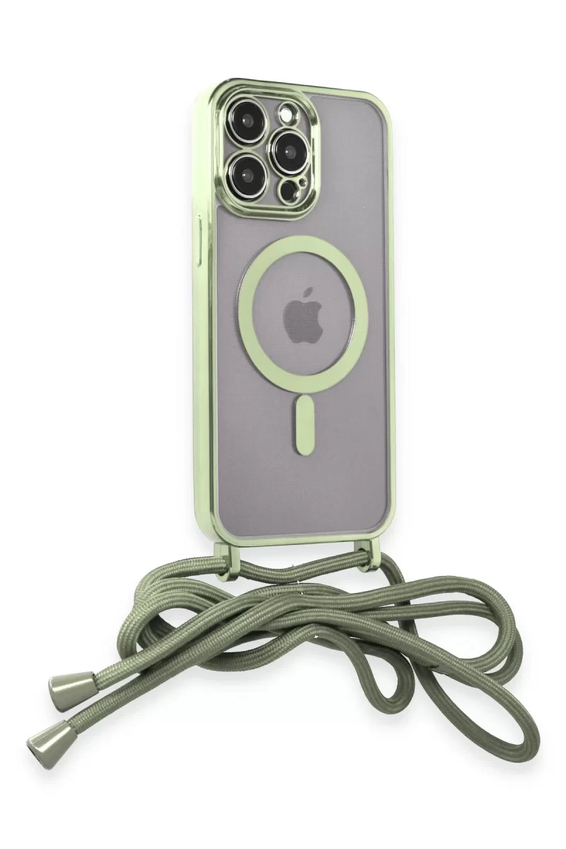 Newface Apple iPhone 12 Pro Kılıf Divo Lazer Askılı Magsafe Kapak - Koyu Yeşil