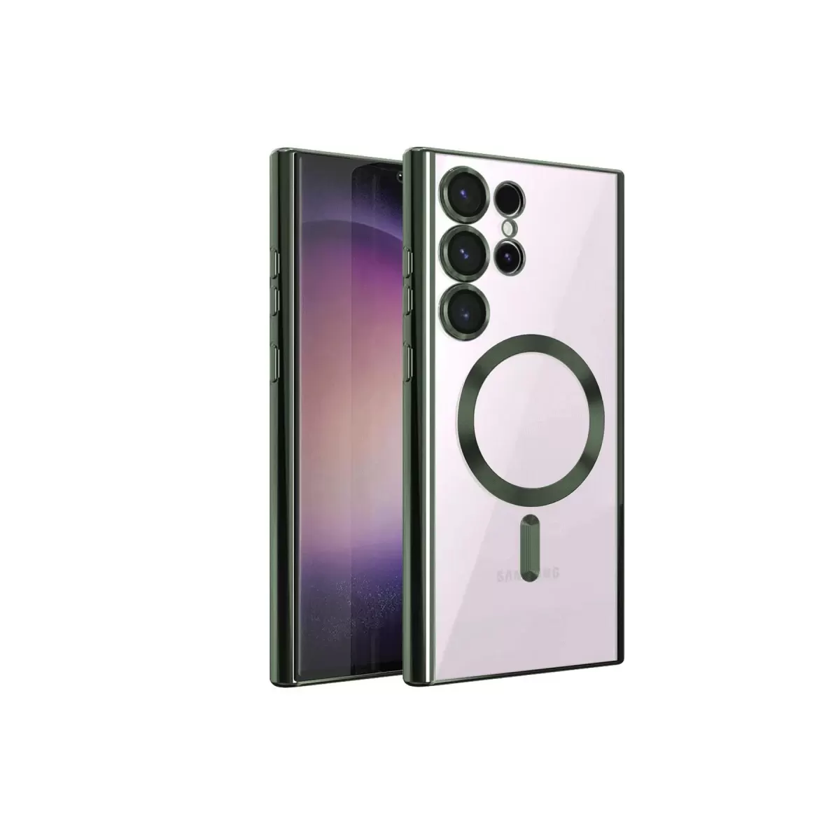 Newface Samsung Galaxy S23 Ultra Kılıf Kross Magneticsafe Kapak - Koyu Yeşil