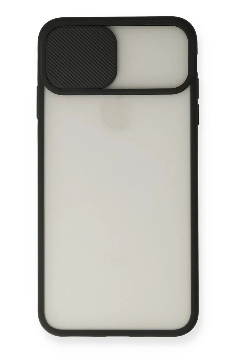 Newface Apple iPhone XS Max Kılıf Palm Buzlu Kamera Sürgülü Silikon - Siyah
