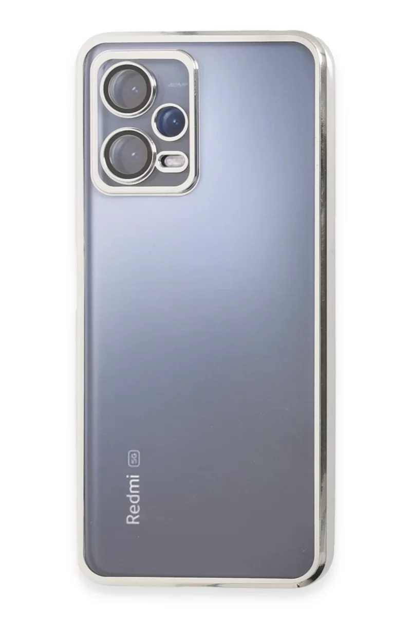 Newface Xiaomi Redmi Note 12 5G Kılıf Razer Lensli Silikon - Gümüş