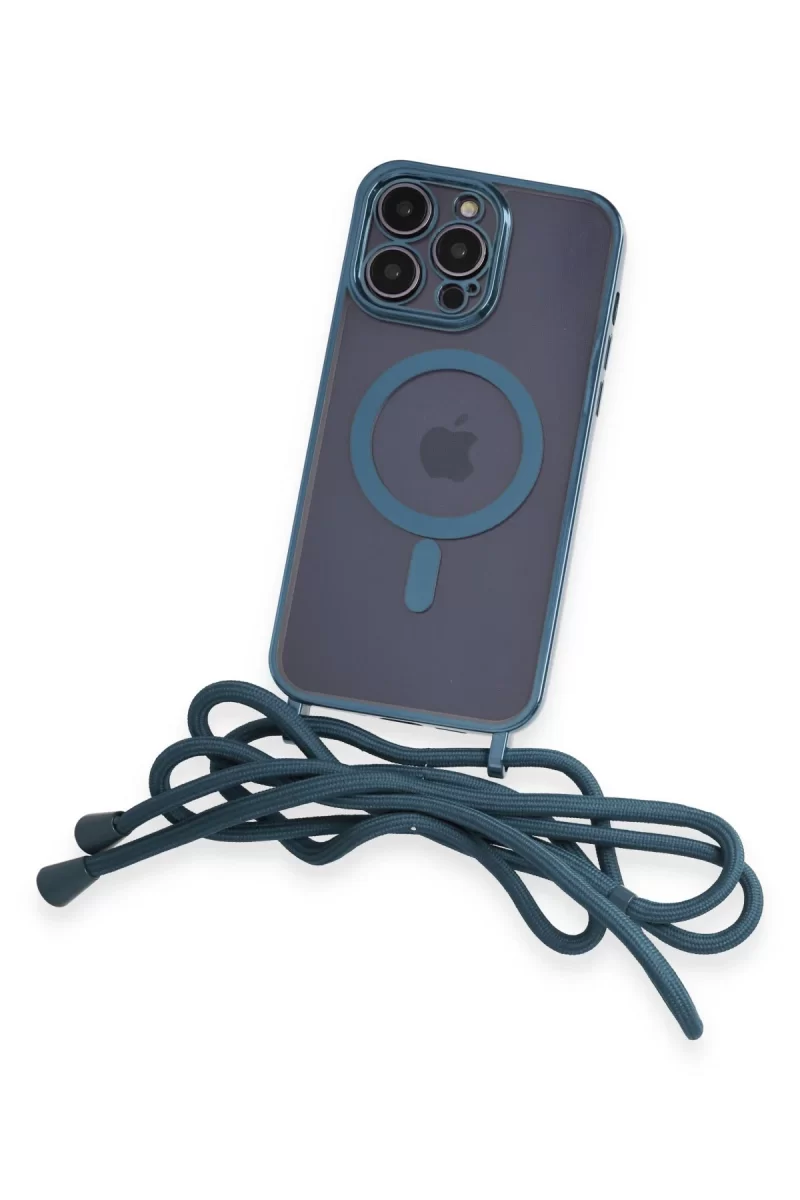 Newface Apple iPhone 13 Pro Kılıf Divo Lazer Askılı Magsafe Kapak - Sierra Blue