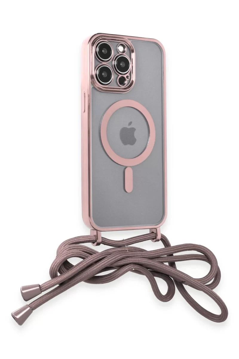 Newface Apple iPhone 14 Pro Kılıf Divo Lazer Askılı Magsafe Kapak - Pembe