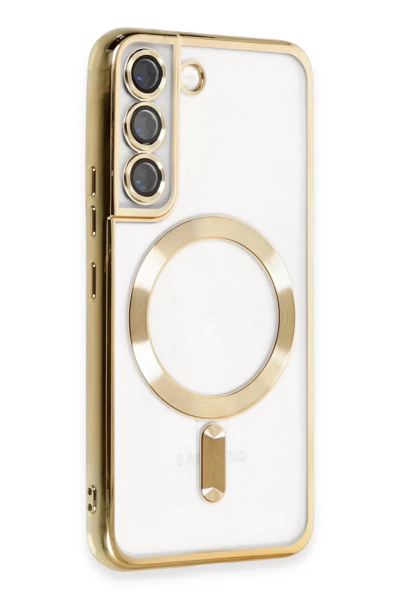 Newface Samsung Galaxy S22 Kılıf Kross Magneticsafe Kapak - Gold