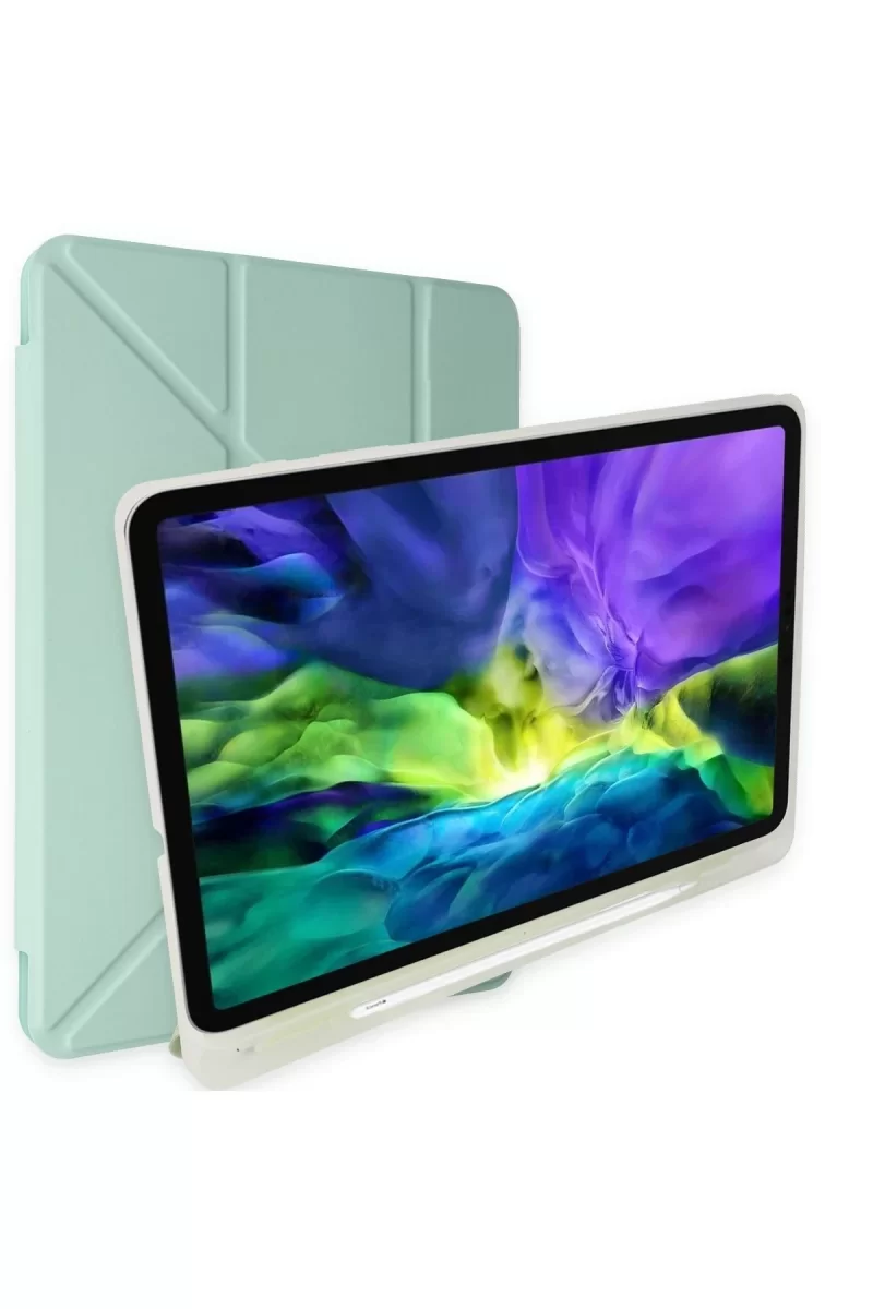 Newface Samsung Galaxy T737 Tab S7 FE 12.4 Kılıf Kalemlikli Mars Tablet Kılıfı - Açık Yeşil