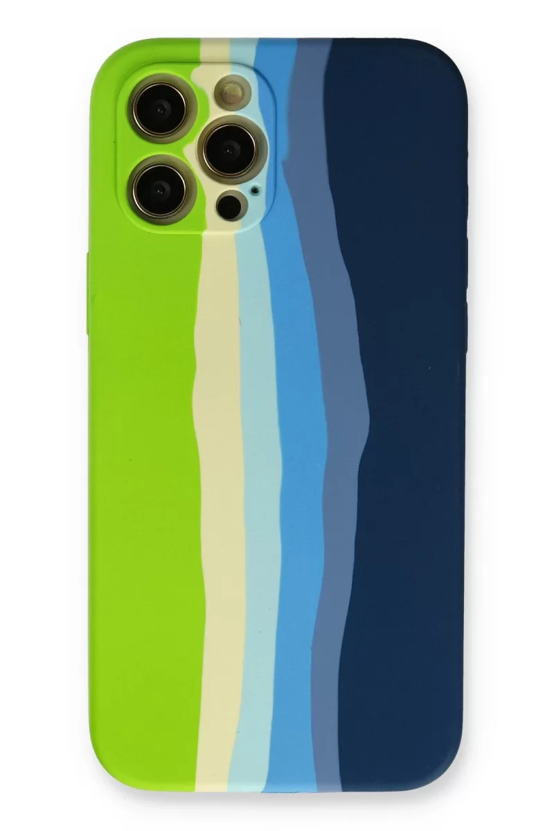 Newface Apple iPhone 12 Pro Max Kılıf Ebruli Lansman Silikon - Yeşil-Koyu Yeşil