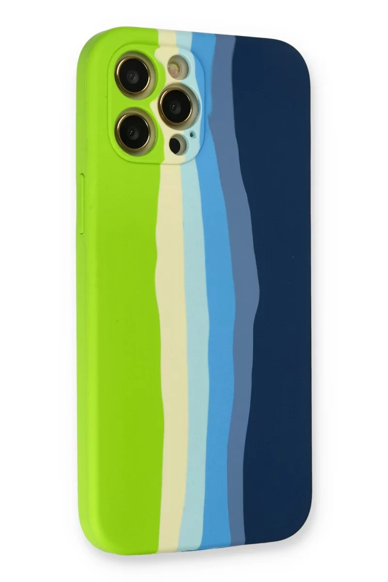 Newface Apple iPhone 12 Pro Max Kılıf Ebruli Lansman Silikon - Yeşil-Koyu Yeşil