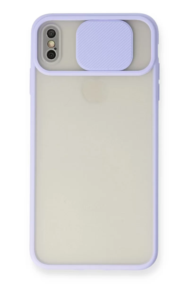 Newface Apple iPhone XS Max Kılıf Palm Buzlu Kamera Sürgülü Silikon - Lila